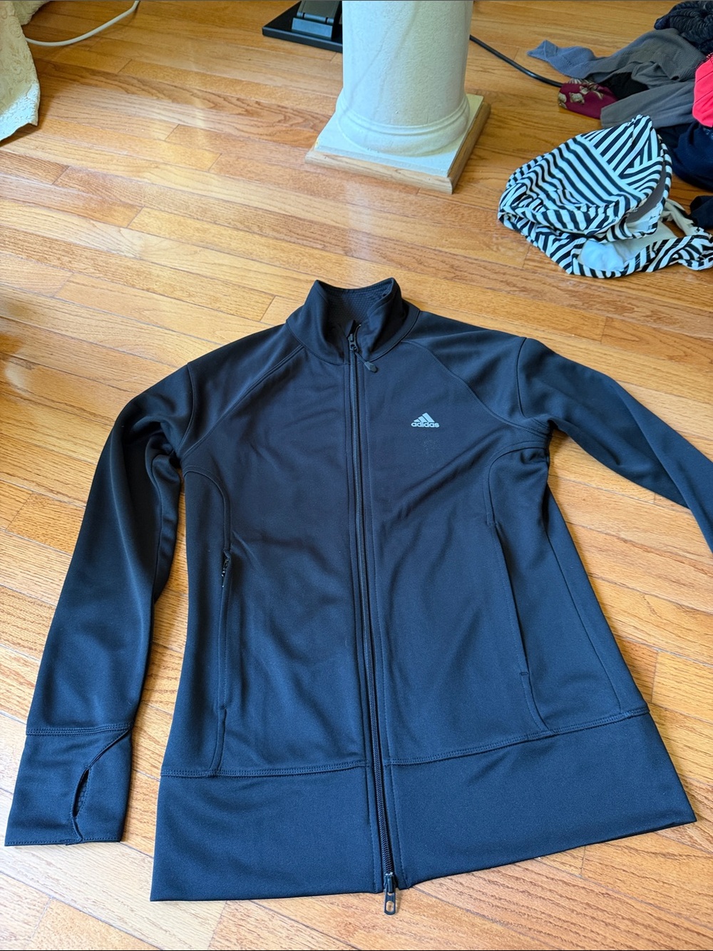 adidas Black Full-Zip Training Jacket with Stand Collar